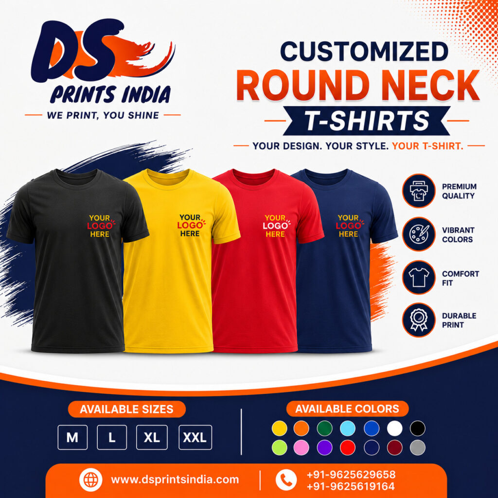 Customized round neck T-shirts poster