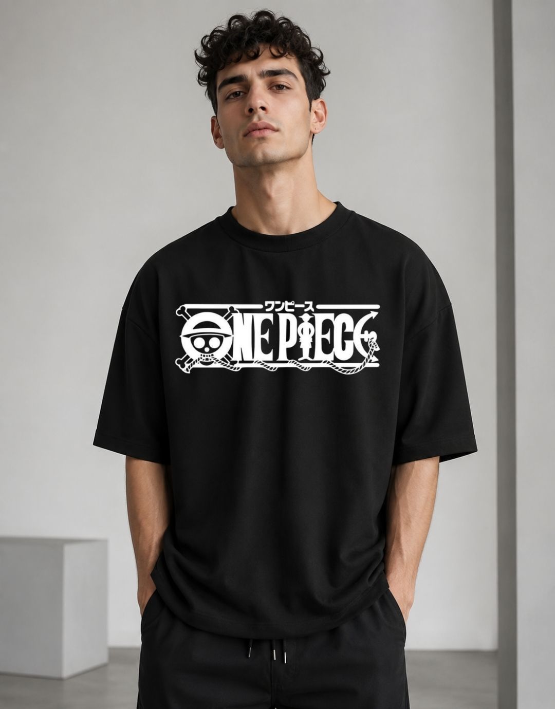 Monkey D. Luffy Inspired Black Oversized Graphic T-Shirt - Image 4