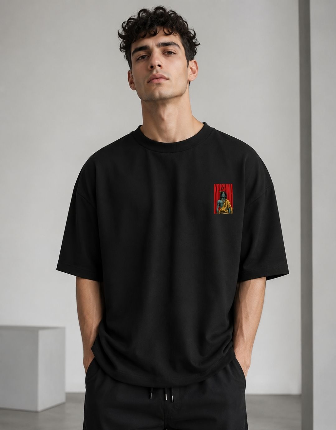Lord Krishna Black Oversized Graphic T-Shirt - Image 5