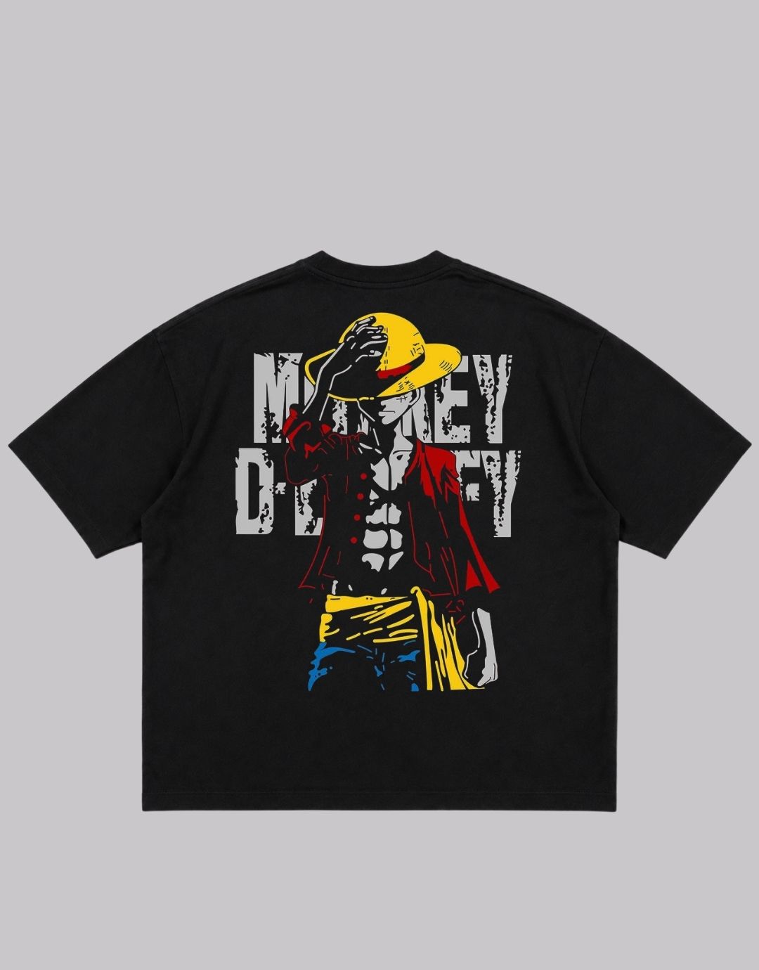 Monkey D. Luffy Inspired Black Oversized Graphic T-Shirt - Image 3