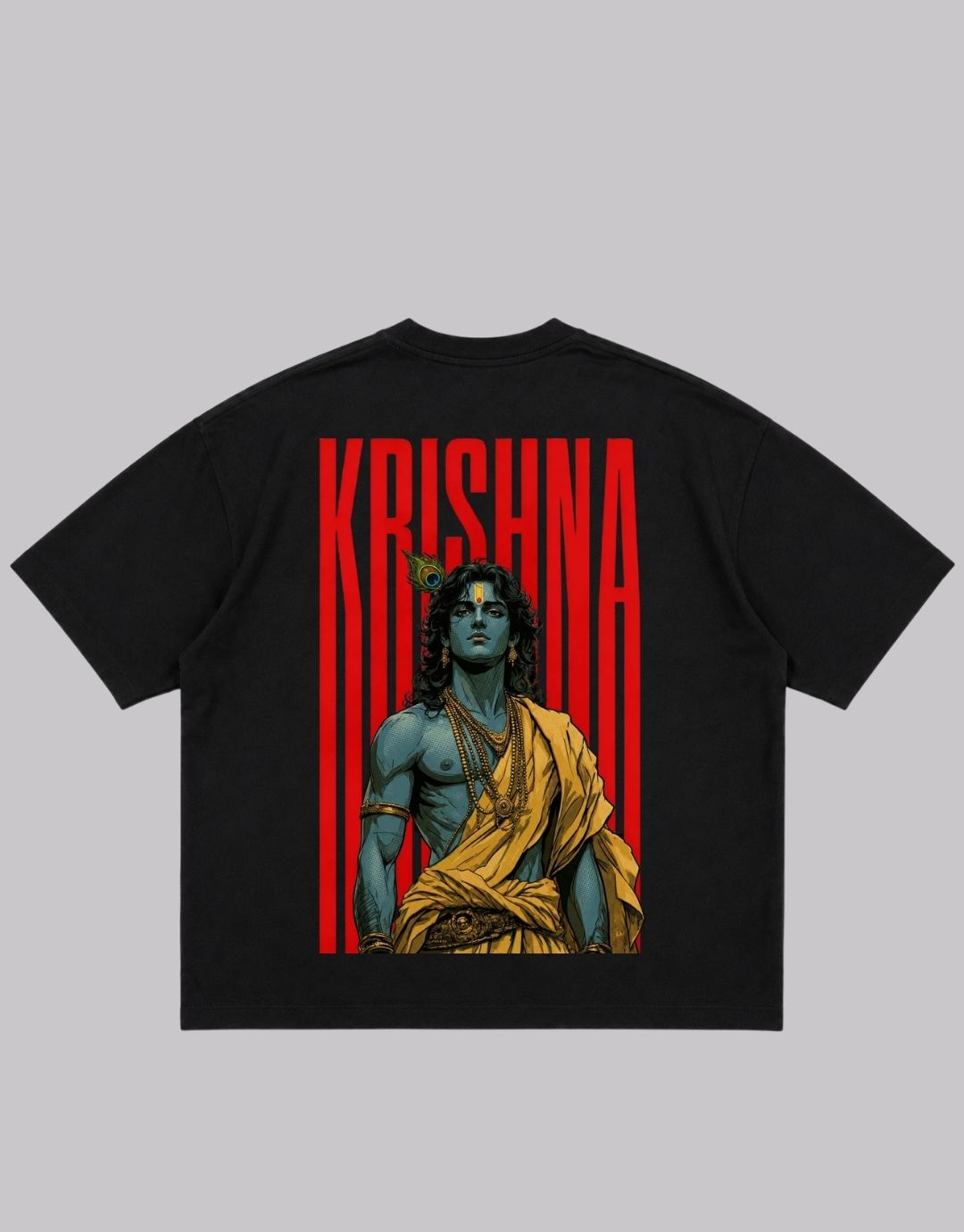 Lord Krishna Black Oversized Graphic T-Shirt - Image 3