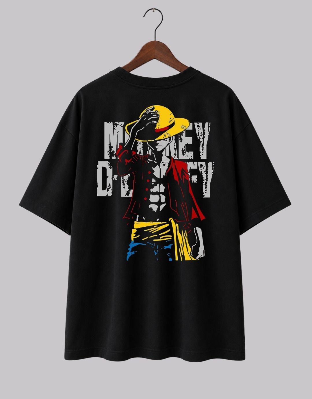 Monkey D. Luffy Inspired Black Oversized Graphic T-Shirt - Image 2