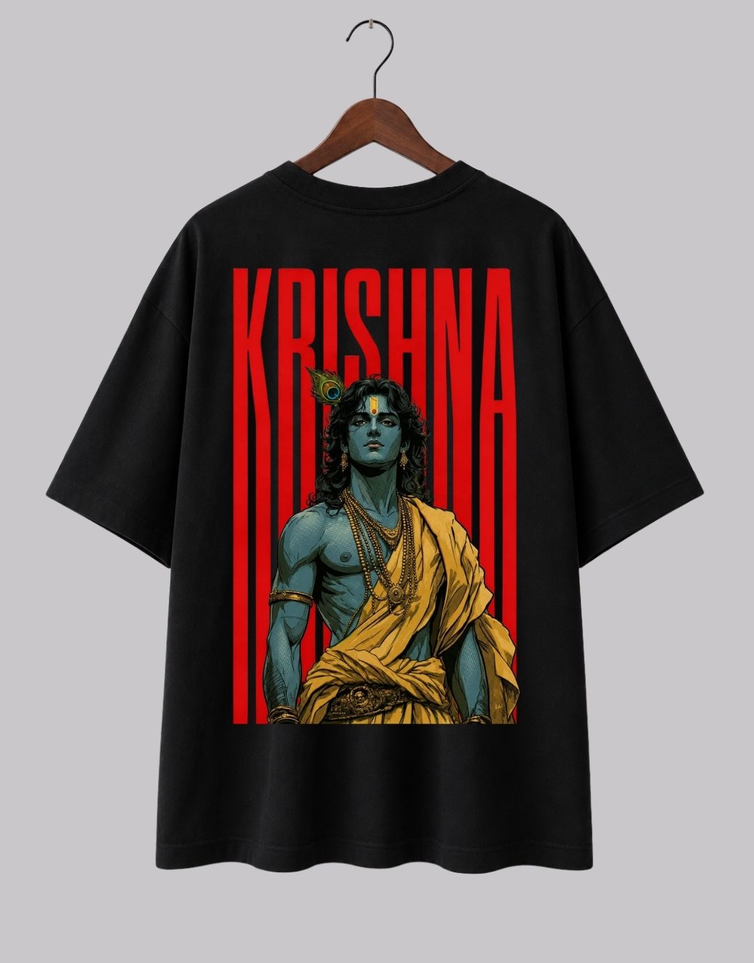 Lord Krishna Black Oversized Graphic T-Shirt - Image 2