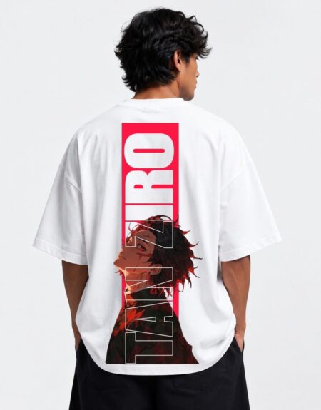 Anime Warrior White Oversized Graphic T-Shirt