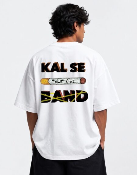 Kal Se Sutta Band White Oversized Graphic T-Shirt