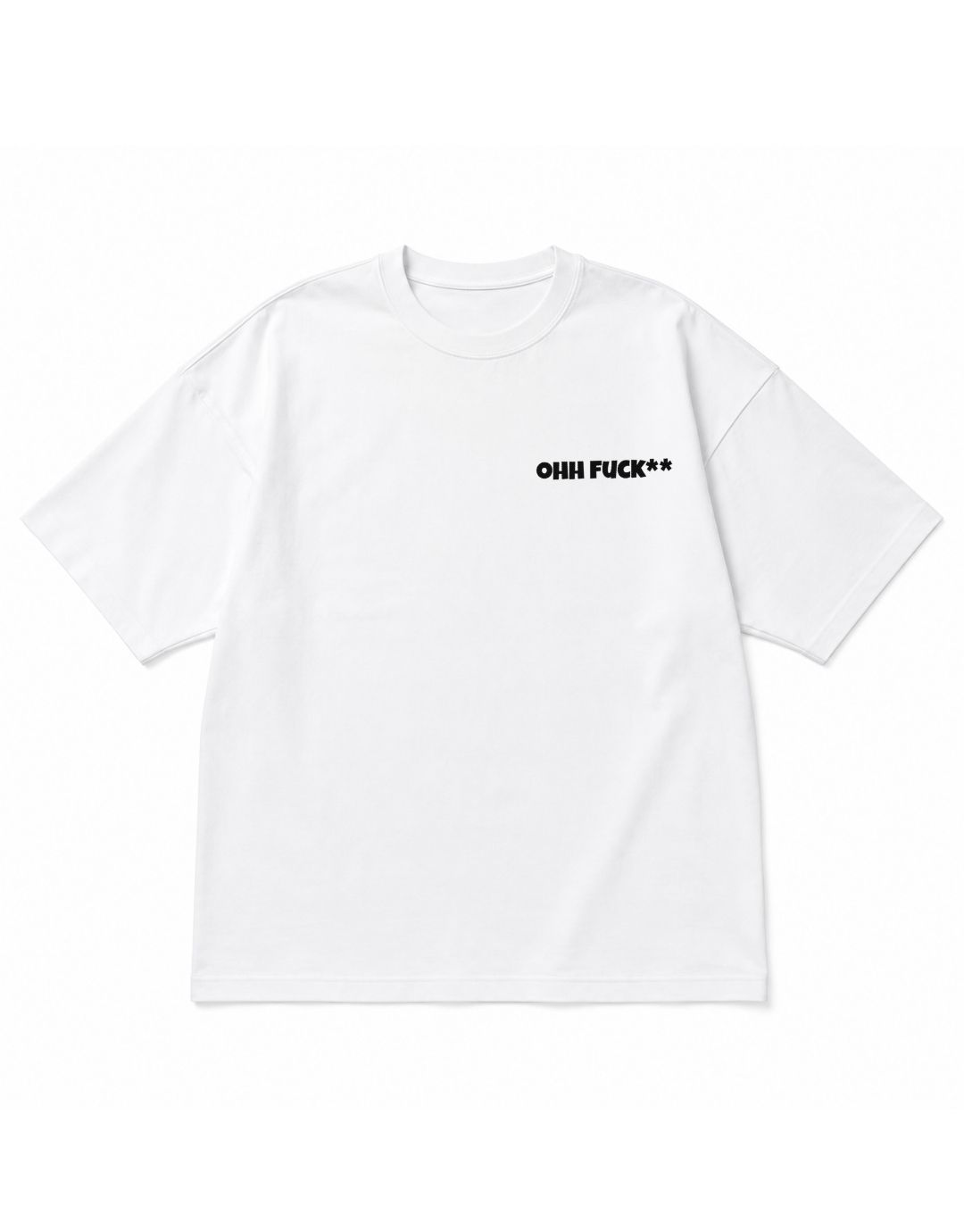 OH!! F* Cartoon Graphic Oversized T-Shirt – White - Image 3