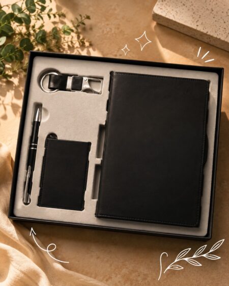 Custom Executive Gift Set with Diary, Pen, Card Holder & Keychain