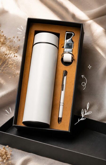 Custom Corporate Gift Set with Insulated Bottle, Pen & Keychain
